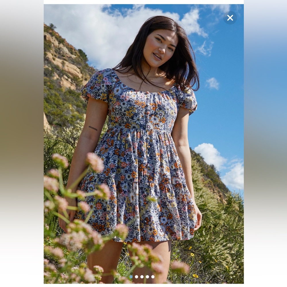American Eagle Outfitters Blue Floral Mini Dress